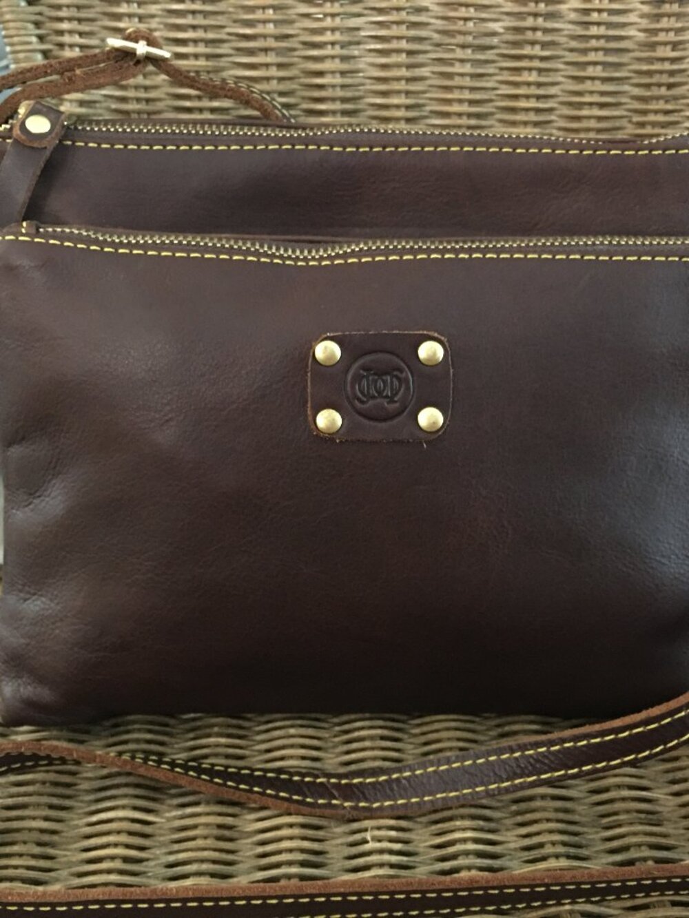 JoJo Crossbody Purse Soft Brown Leather Two Zipper Closure NWOT